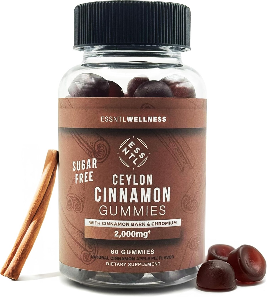Ceylon Cinnamon Sugar-Free Gummies - 120ct | 서빙 당 2000mg | 산화 방지제 & 합동 지원 | Delicious Apple Pie 맛 | Vegan & Gluten-Free Cinnamon 보조제