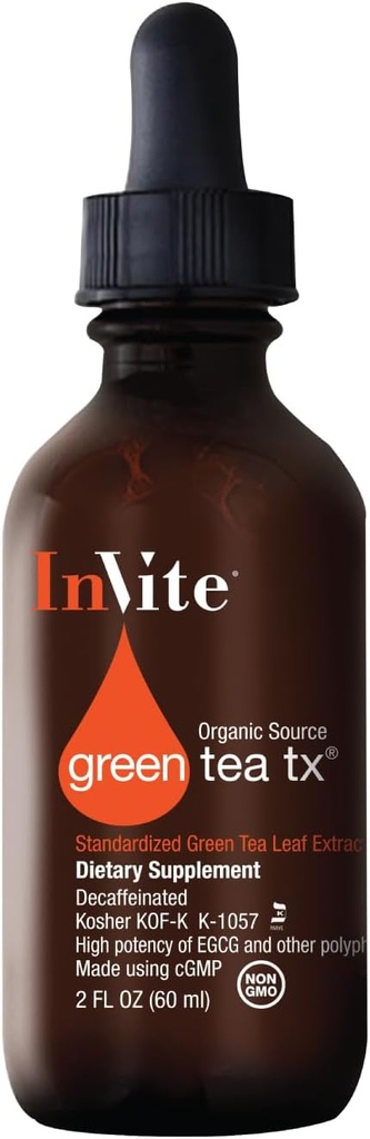 Invite Health Green Tea Tx® - 면역 건강 지원 - 녹차 추출물과 비타민 C를 결합 - 한 Dropperful은 녹차의 두 컵까지 산화력이 있습니다 - 2 유체 Ounces