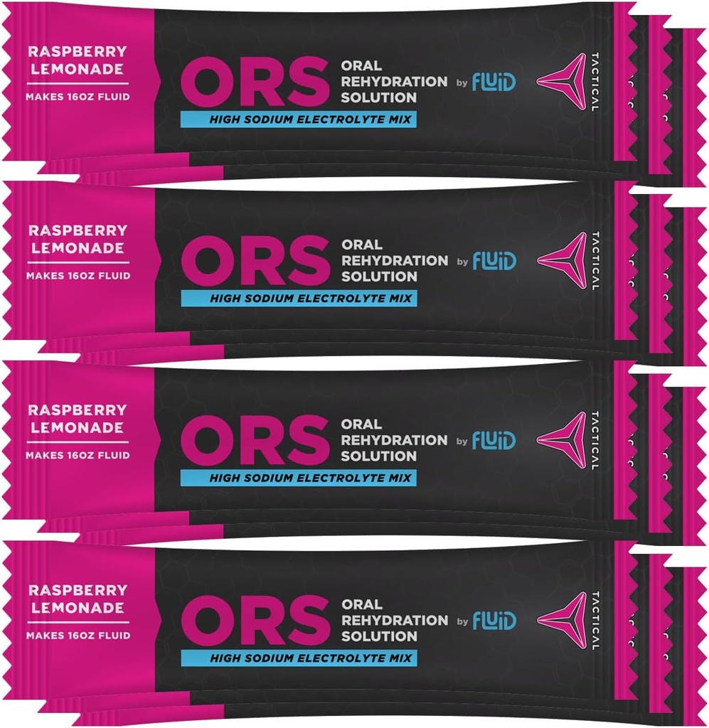 유체 전술 - ORS Extreme Dehydration Electrolytes, 라즈베리 Lemonade | 12 카운트 스틱 팩