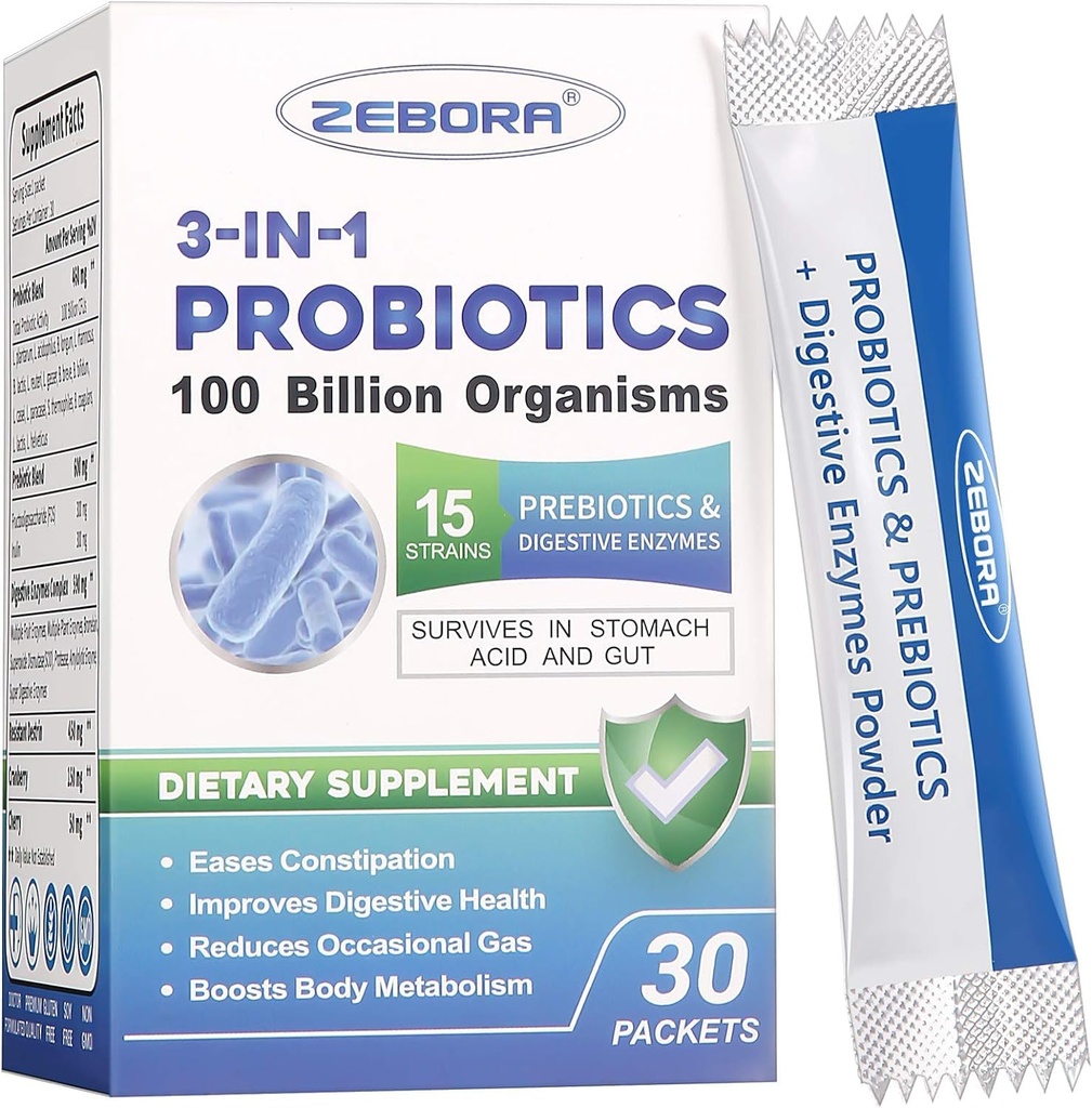 여성 및 남성을위한 Probiotics - 100 억 플러스 소화 효소 및 Prebiotics, 가장 높은 효능 3-in-1 소화 건강을위한 완전한 Probiotics, 면역 지원