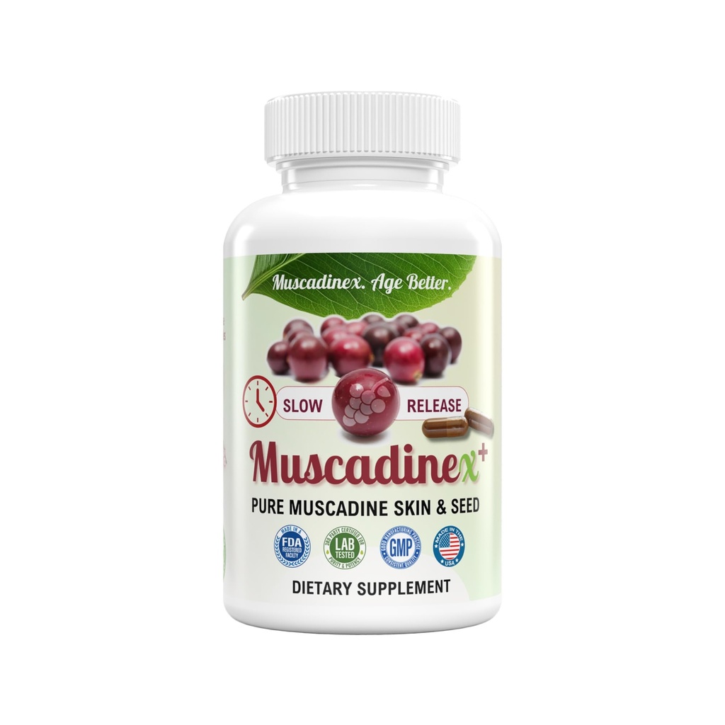 미국 Muscadine Quercetin, Ellagic 산, Resveratrol, Myricetin, Kaempferol & BioPerine - 추가 생체 이용을 위한 시간 방출 캡슐 - Vegan - 비 GMO - 글루텐 자유로운 - 미국에서 만드는