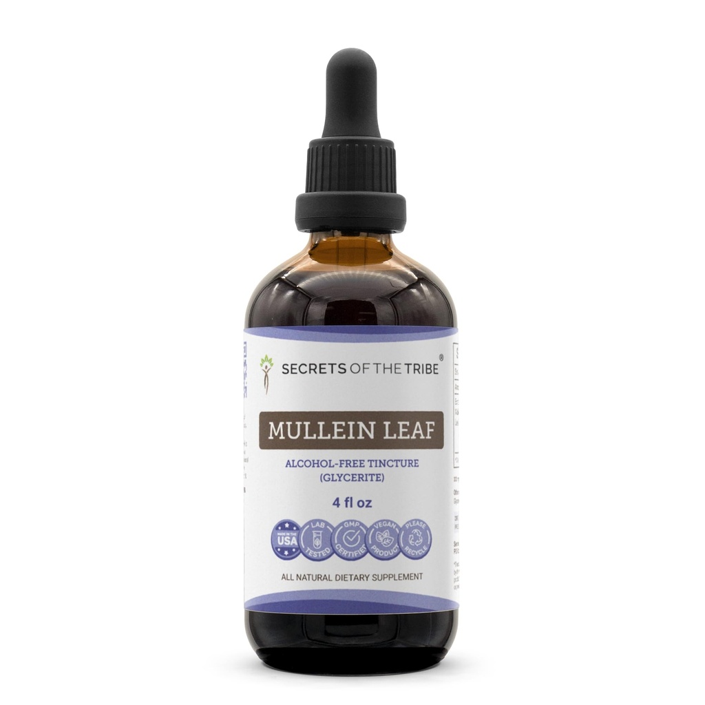 Tribe Mullein 잎 알콜 자유로운 액체 추출물, Mullein (Verbascum thapsus) Tincture 보충교재 (4 FL OZ)의 비밀
