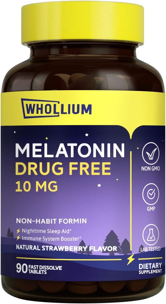 Melatonin 10 mg의 자연적인 딸기 풍미, 쉬운 주름을 잡은, 야간 나머지, 마음 달력, 90의 탭