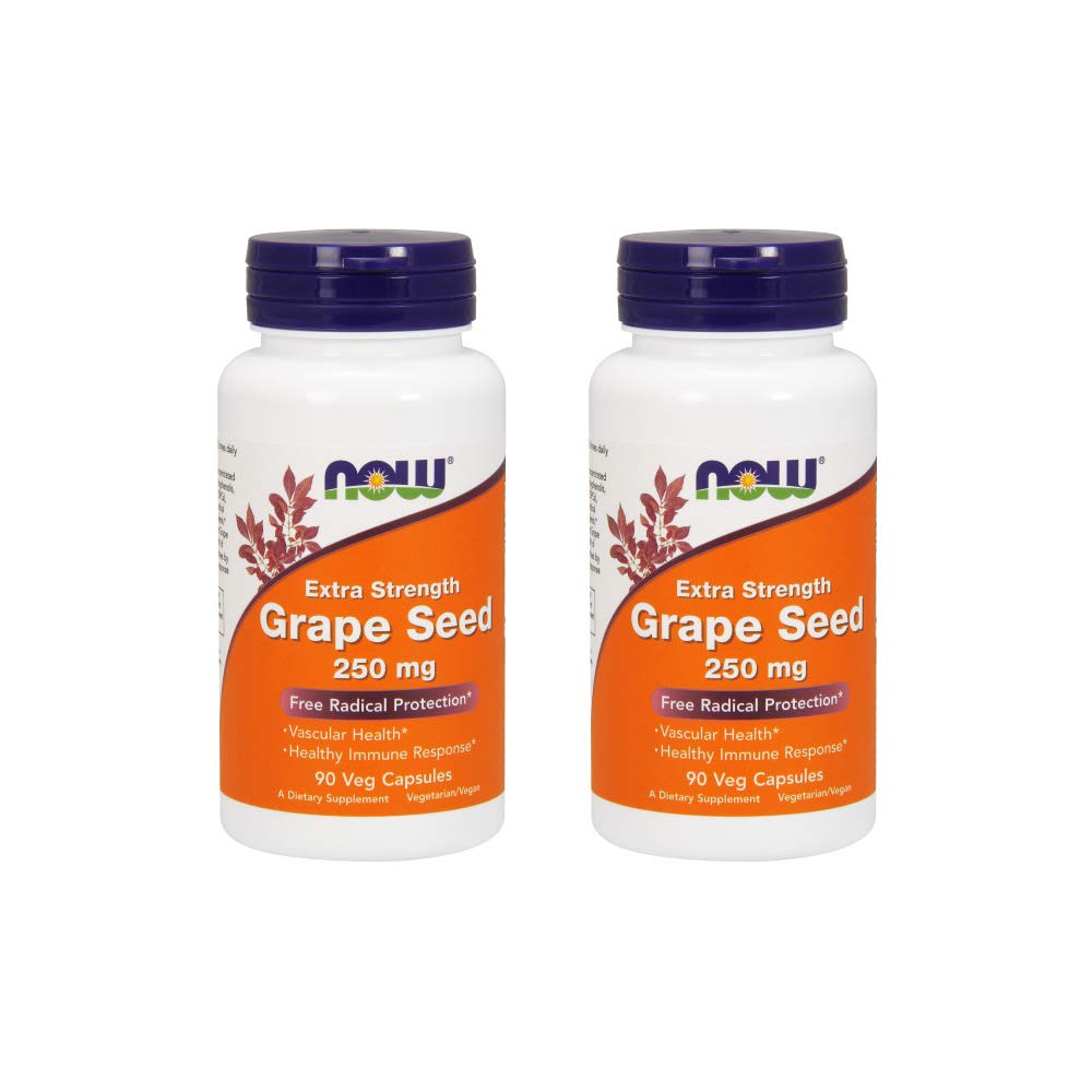 NOW 식품 포도 씨앗 추출물 250mg, 90 Vcaps - (팩 2)