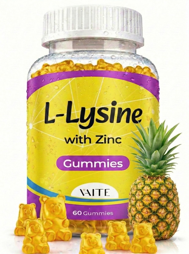 아연을 가진 L 리진 Gummies 1000mg - 지원 피부, 입술, Vegan, 글루텐 자유로운, 성인을 위한 60 Chewable L 리진, 비타민 조직 건강 & 면역 체계, 아미노산 & 복잡한 보충교재, 비 GMO