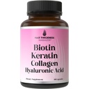 Biotin + Keratin + Marine Collagen + Hyaluronic 산, 10000mcg Biotin 캡슐을 가진 4-in-1 머리 성장 비타민, 머리 Thinning를 가진 여자 & 남자를 위한 두껍게 하는 복잡한