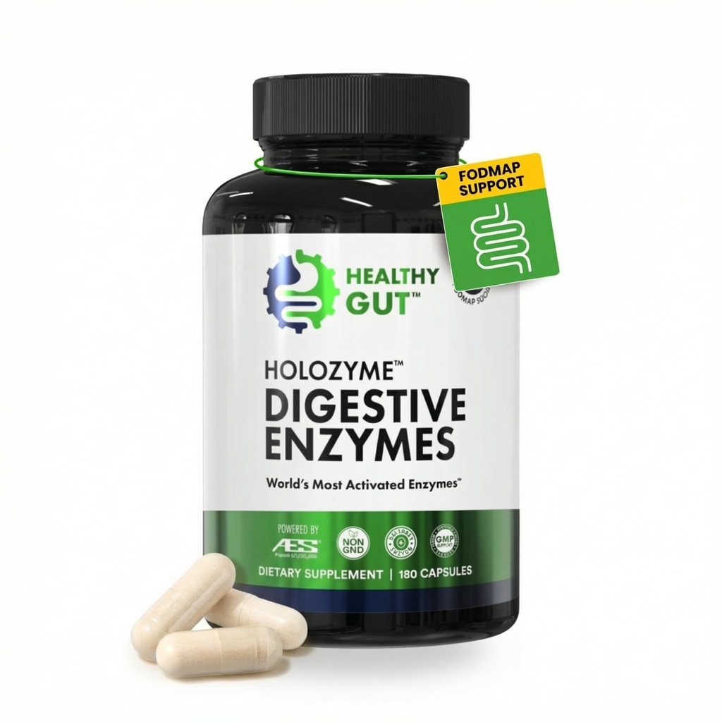 건강한 Gut HoloZyme 최대 힘 소화 효소 | Inulinase, Amyloglucosidase & Invertase for FODMAP 서포트 | Protease, Amylase & Lactase for Bloating, Gas & Indigestion | 90 서빙