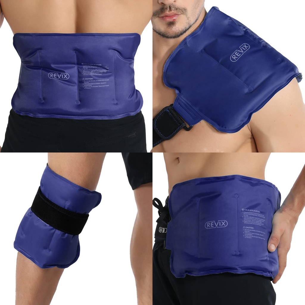 Injuries Reusable 젤을 위한 REVIX 얼음 팩은 더 낮은 뒤, 뒤 어깨를 위한 찬 팩, 팔꿈치, 엉덩이, 다리, 포장 전체적인 무릎, 연약한 찬 압착, 16 × 9" 해군을 위해 포장합니다