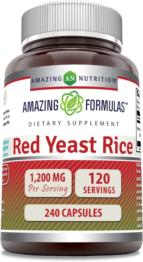 굉장한 공식 빨간 효모 밥 1200mg 서빙 240 캡슐 보충교재 | Non-GMO | 글루텐 무료 | 미국에서 만드는