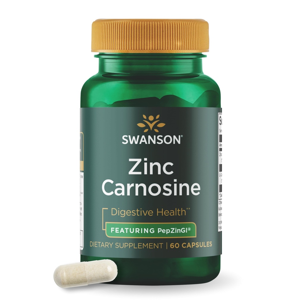 Swanson Ultra 아연 Carnosine (PepZinGI) - 60 캡슐 - 위장 건강, 소화 지원 및 Stomach 미생물 균형을위한 천연 보충