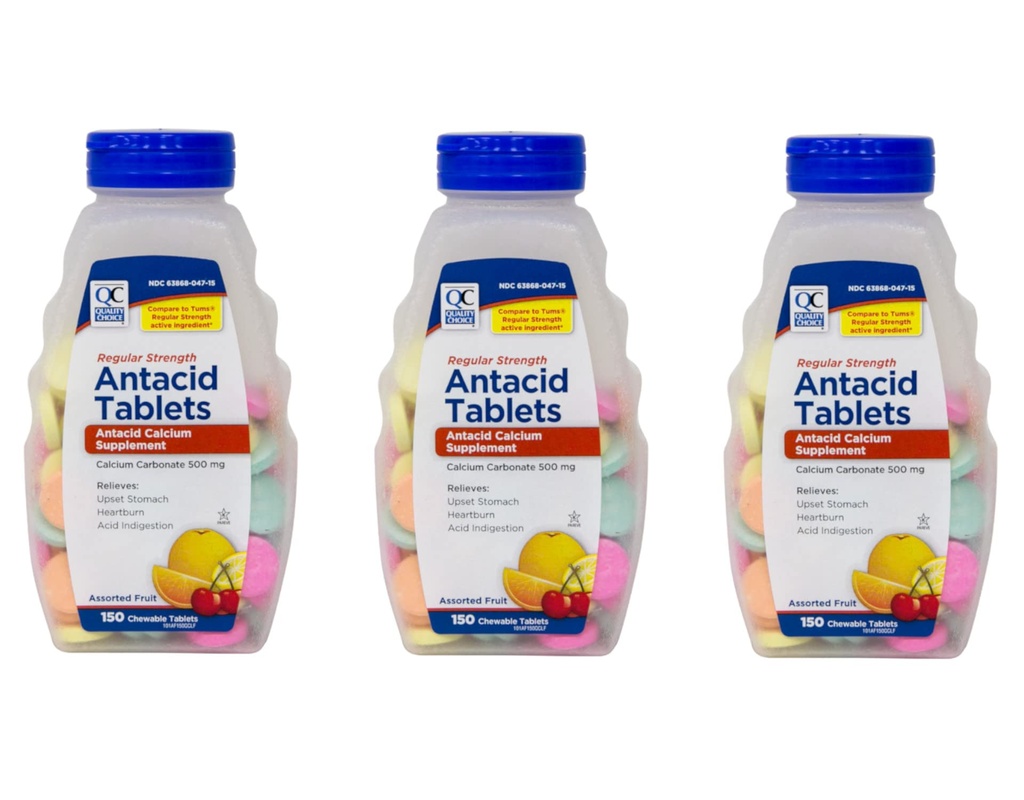 질 선택 일정한 힘 칼슘 탄산염 500 mg Antacid Chewable 정제, 150 조사 - 3의 팩