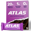 Atlas Bar - 20g Protein, 1g Sugar, 0g Seed Oil, 0g 인공 감미료 (Dark Chocolate Almond, 12 카운트)
