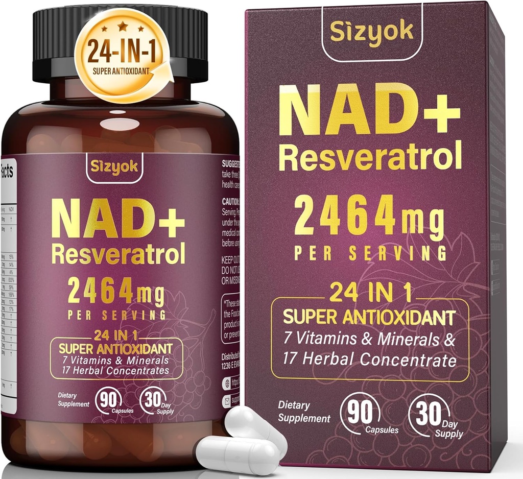 NAD 보충교재, Liposomal NAD+ Resveratrol, NAD Resveratrol 보충과 보충 - 노화 방어, 에너지, 초점을위한 NAD +를 밀어 - 울트라 산화 캡슐, 150