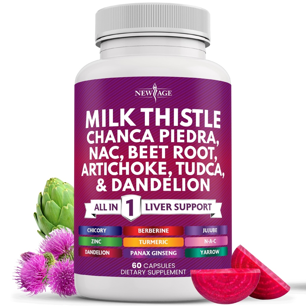 새로운 AGE 우유 이틀 NAC Chanca Piedra Beet 뿌리 Artichoke Dandelion 뿌리 Astragalus - 플러스 TUDCA & Ginger - 60 조사