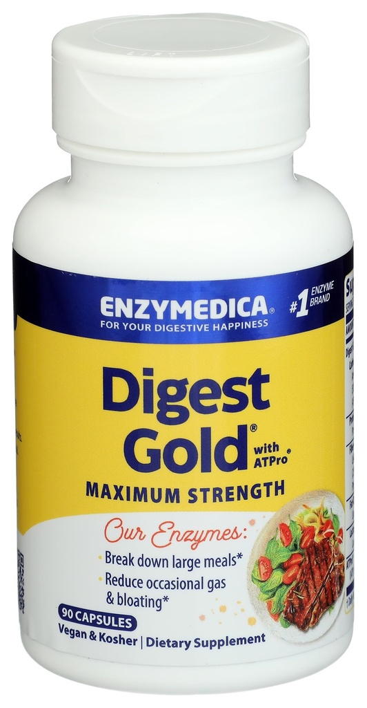Enzymedica 다이제스트 골드 + ATPro, 최대 강도 소화 효소, 즉시 Bloating 구호, 90 카운트에 대한 다이제스트 큰 식사
