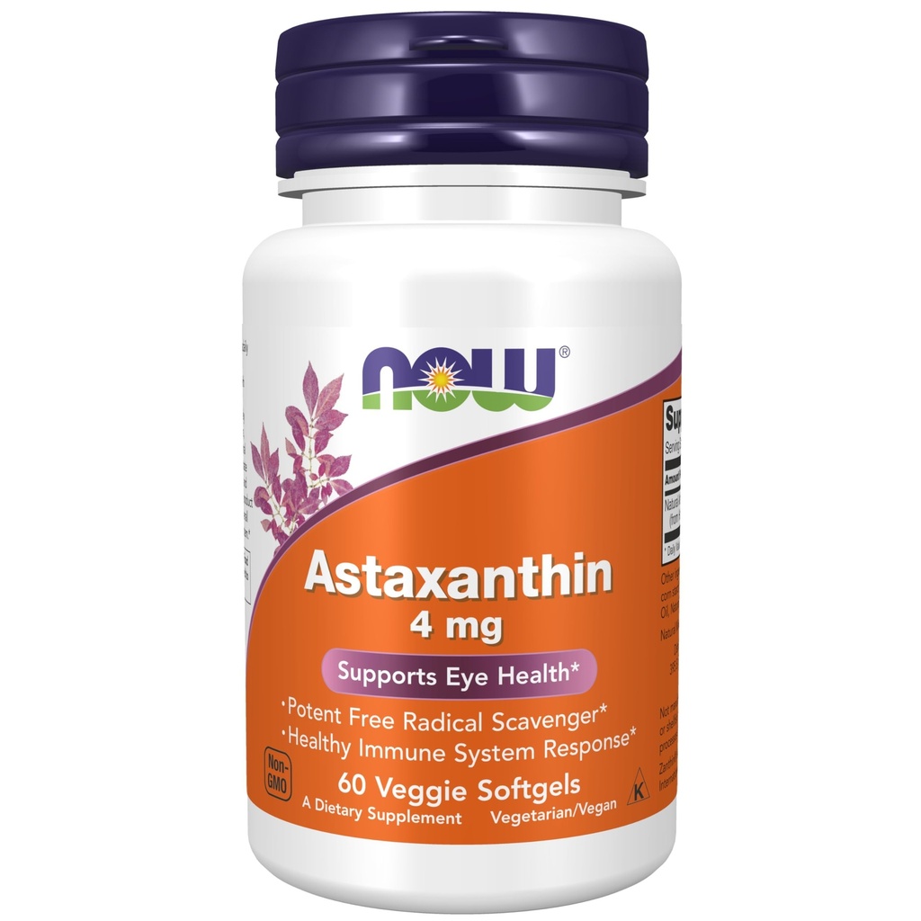 NOW Foods, Astaxanthin 4 mg, Zanthin®, 지원 눈 건강 *, 60 Veg Softgels