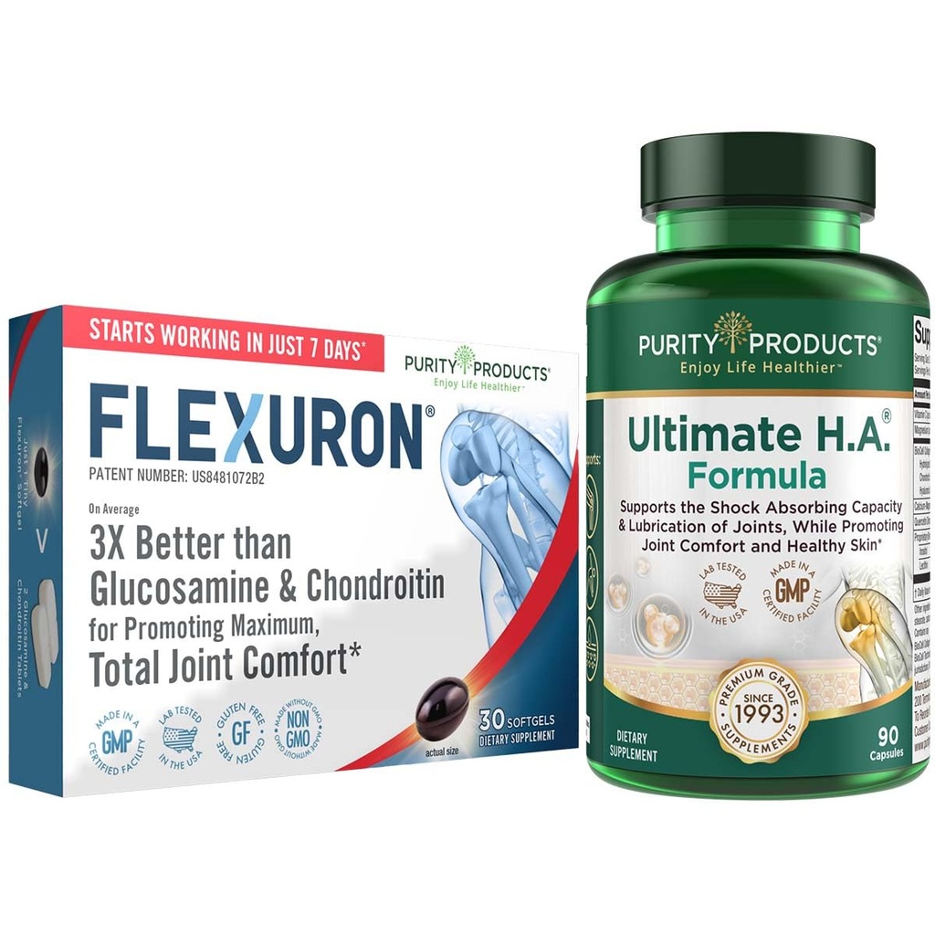 순수성 제품 Flexuron 합동 공식 + 궁극적인 HA Flexuron (Krill 기름, 낮은 분자량 Hyaluronic 산, Astaxanthin) - 궁극적인 H.A. (BioCell 교원질, Quercetin, Hyaluronic 산 + 더 많은 것)