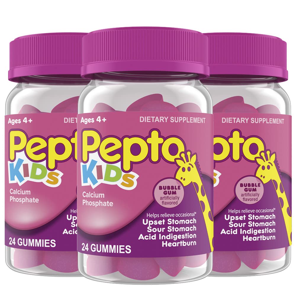 Pepto Kids Gummies, 도움은 Occasional Upset Stomach, 산성 Indigestion, Sour Stomach 및 Heartburn, 72 합계 (3 팩 24)를 믿을 수 있습니다