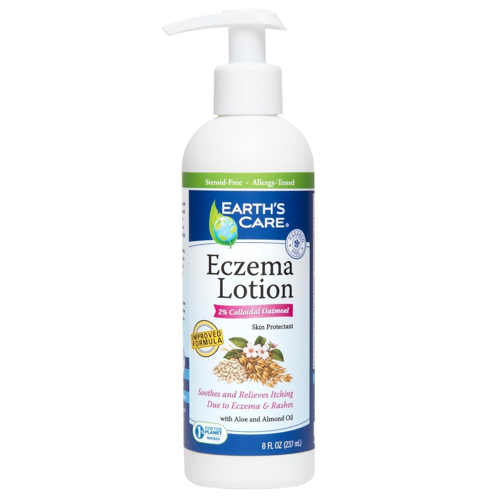 지구의 치료 Eczema 로션 - Eczema에 대한 자연 로션 - 성인과 어린이를위한 안전하고 밀드 Eczema 로션 - 8 Fl OZ. (237 mL)