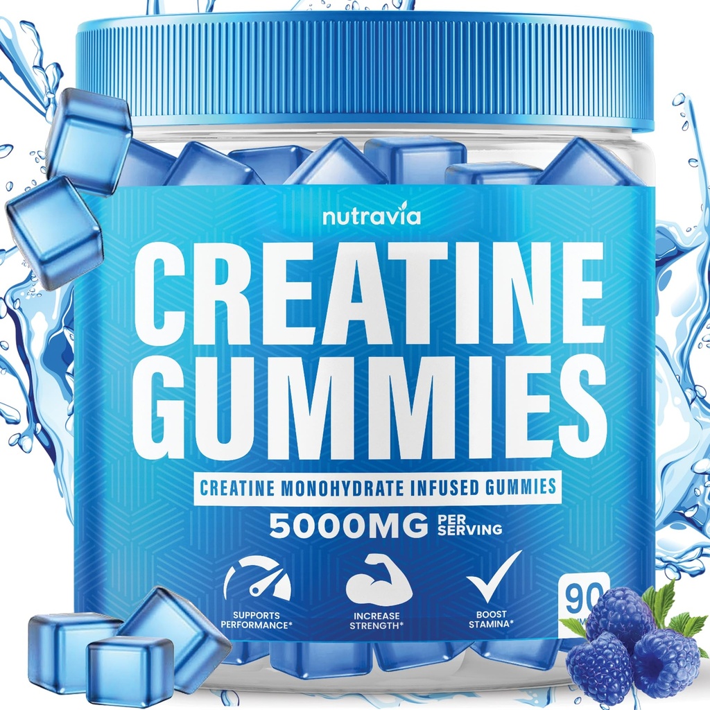 Creatine Gummies는 남자와 여자를 위한 5g Creatine Monohydrate로 주입해, 힘, 내구시간, 근육 Instantized Creatine, Micronized 청결한 HCL에 의하여 균형을 잡은 Creatina Monohidratada en Polvo (90 Gummies)