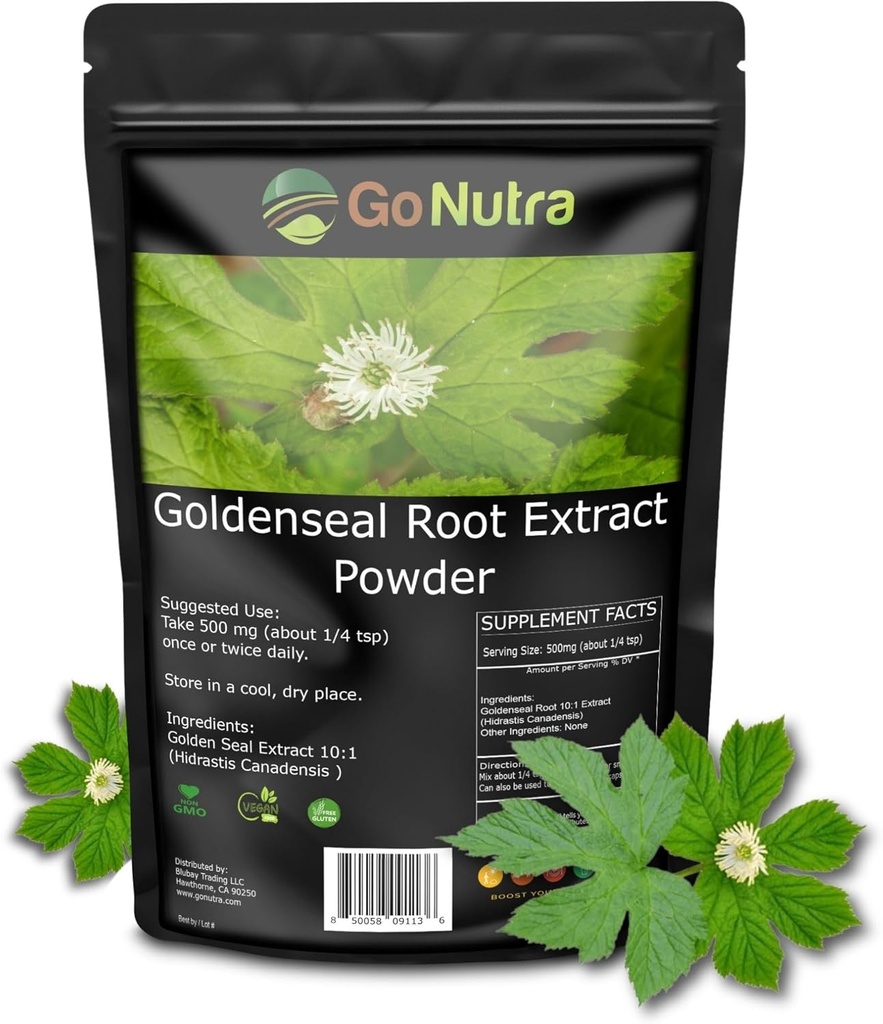 고 Nutra Goldenseal 뿌리 추출물 순수한 황금 분말 유력한 10:1 황금 추출물 4oz. 초본 보충교재 황금 물개 뿌리