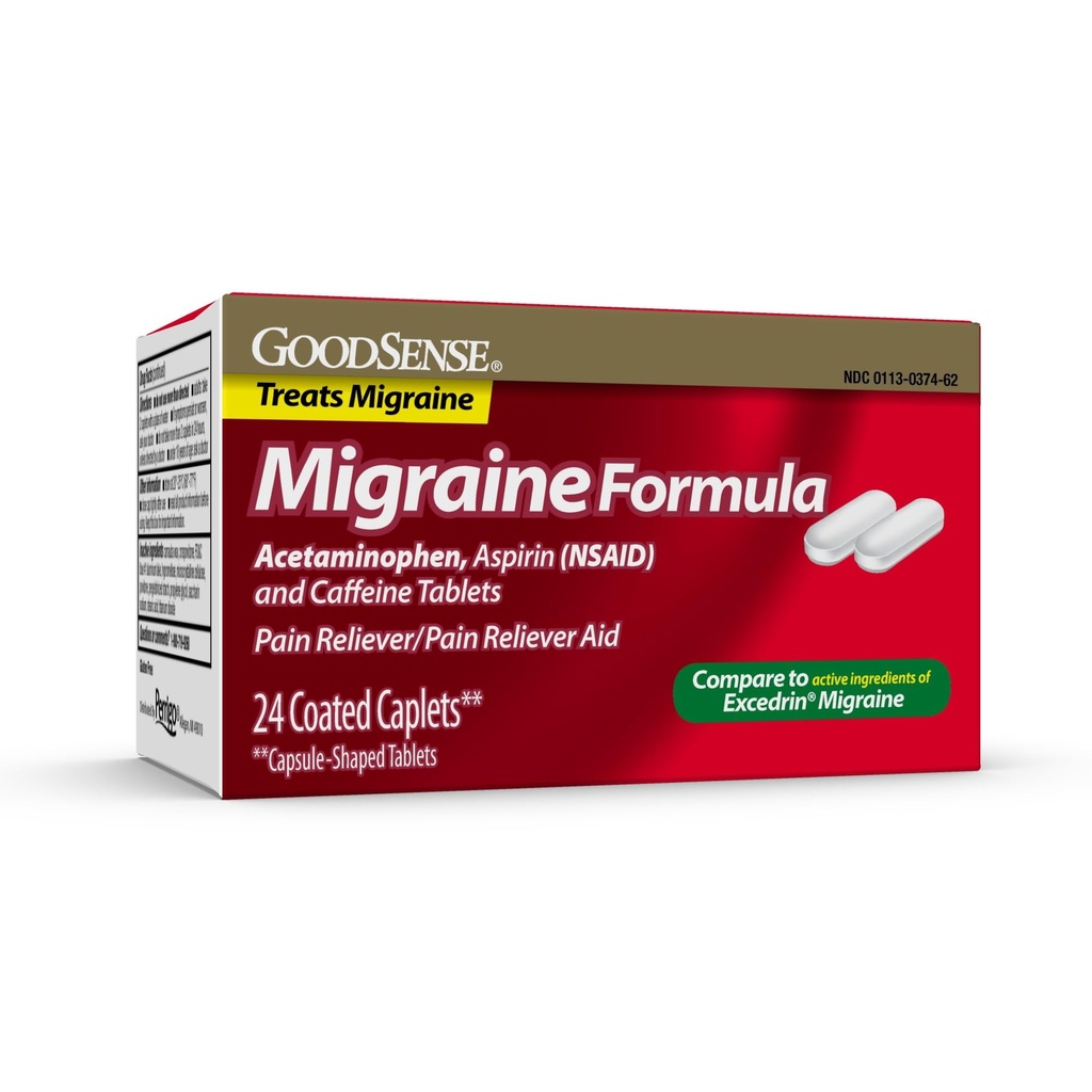 GoodSense 편두통 공식 모자 - Acetaminophen, Aspirin (NSAID) & 카페인 - 편두통 고통 구호, 24 조사