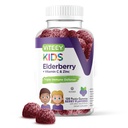 Viteey Sambucus Elderberry Gummies for Kids Immune 지원 보조 식품 비타민 D3 & 비타민 C 3-1 면역 부스터 - 채식주의, 젤라틴 무료, 글루텐 무료, GMO 무료 - 맛있은 체리 맛