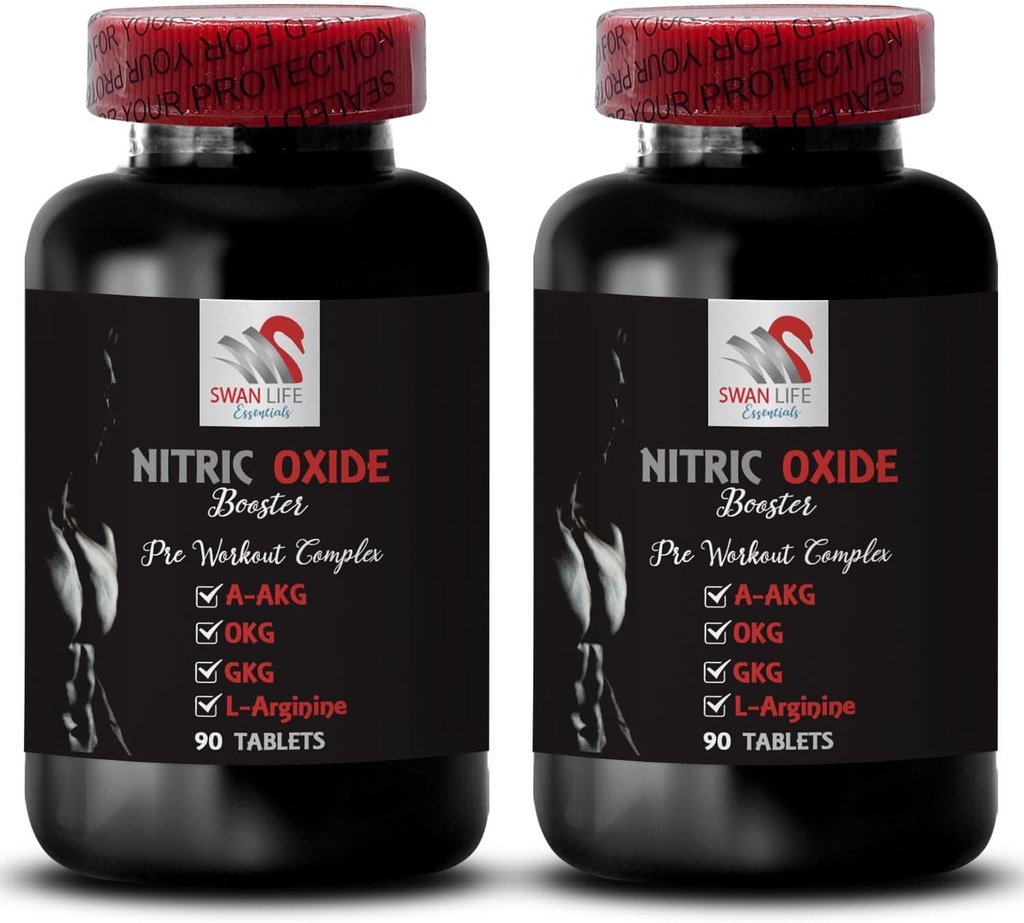 칼슘 알파-ketoglutarate - NITRIC OXIDE BOOSTER - 니트로 산화물 분말 L-arginine, 근육 펌프, 힘 훈련, 운동 힘, 운동 후원, GKG 보충 2 병 180 정제