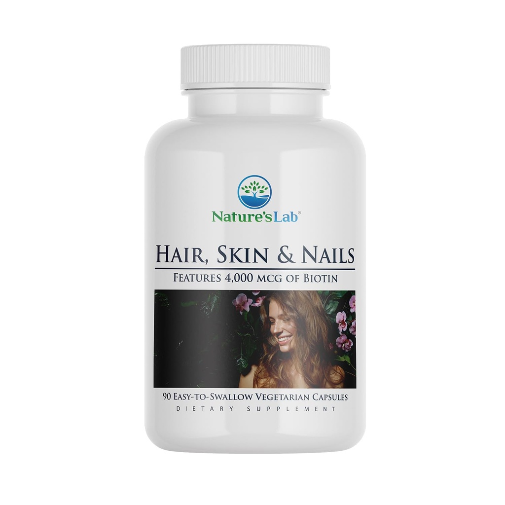 자연의 실험실 머리 피부와 손톱 - Biotin, BCAA, MSM, 비타민 복합체 - 90 Ct (90 일 공급)