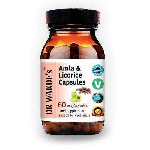 DR WAKDE의 Amla & Licorice 캡슐 (60 Veg 모자, 산 Indigestion, Ayurvedic 보충, Vegan, 초본, 영국에서 만든 모든 자연)