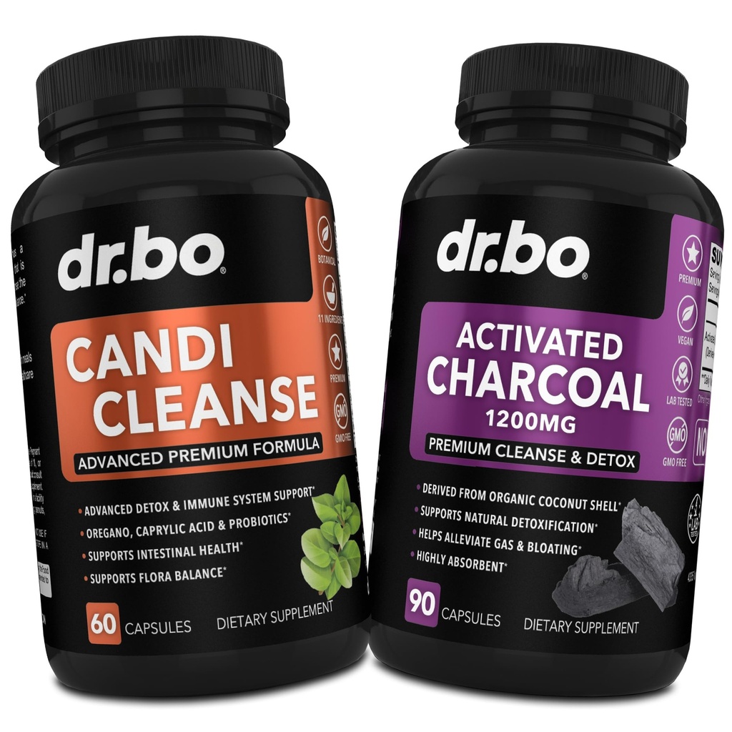 활성화된 숯 & Candi Cleanse 지원 - 유기 코코넛 숯 약 & Stomach 가스를 위한 반대로 위약 및 남자 여자 아이를 위한 부유물 - 구두 초본 Oregano & Caprylic 산성 캡슐