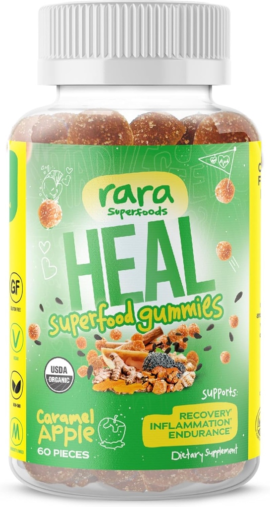 HEAL 마음 & 바디 복구 USDA 인증 유기 구미 – 자연 복구 지원, Vegan & 글루텐 - 무료, 야생 심황과 주입, 야생 Ceylon Ginger & Chaga (60 구미, HEAL)