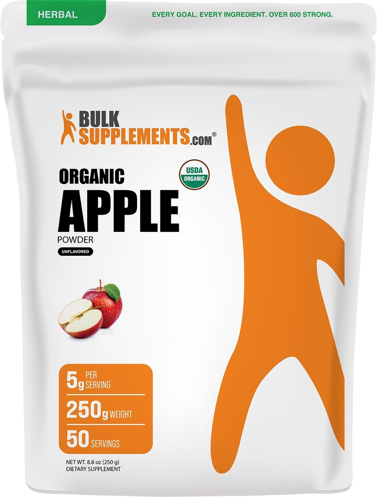 BulkSupplements.com 애플 분말 - 사과 과일 분말, 소화 지원을위한 섬유 보충 - 자연 및 글루텐 무료, 서빙 당 5g, 250g (8.8 온스) (팩 1)