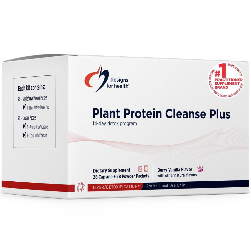 건강 플랜트 Protein Cleanse Plus 14 Day Detox Program 설계 - Antioxidants + Herbs, Vegetarian (28 Protein Powder Drink + Vitamin Pack)과 건강한 간기능 + Metabolic Cleanse를 촉진