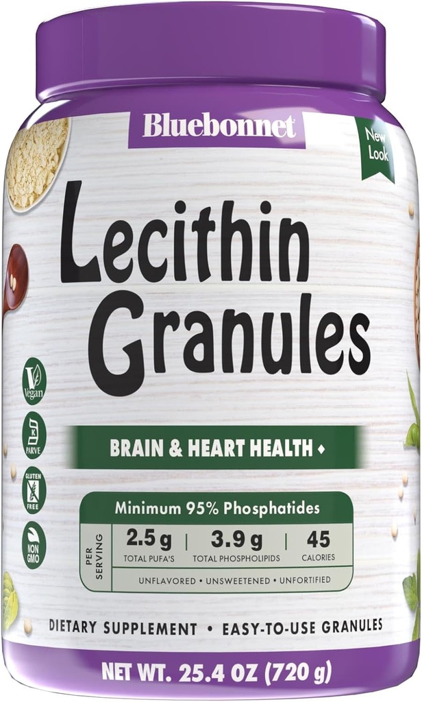 Bluebonnet Nutrition Super Earth Lecithin Granules, Non-GMO Soy, Gluten-Free, Non-GMO, Vegan, Kosher Certified, No Sugar 추가, 25.4 oz, 96 서빙