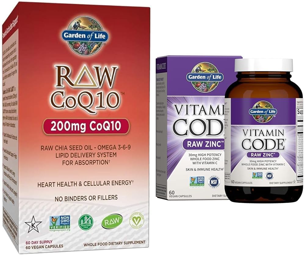 생활 채식 오메가 3 6 9 보충의 정원 - 익지않는 CoQ10 Chia씨 기름 전체적인 음식 영양 & 아연은 30mg 높은 힘 익지않는 아연과 비타민 C Multimineral 보충교재를 보충합니다