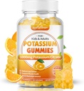 softbear 칼륨 구연산염 1000mg의 성인 지원을 위한 설탕 자유로운 칼륨 Gummies 다리 크림 & 근육 건강 높은 힘 칼륨 보충교재 Gummies 오렌지 풍미 60 조사
