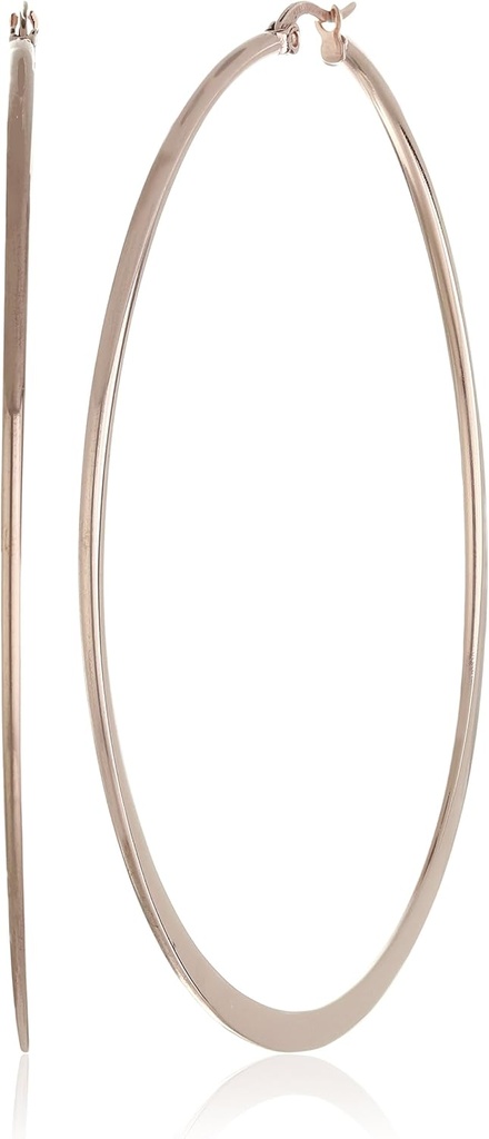 에센셜 골드 도금 또는 스테인레스 스틸 Flattened Hoop 귀걸이