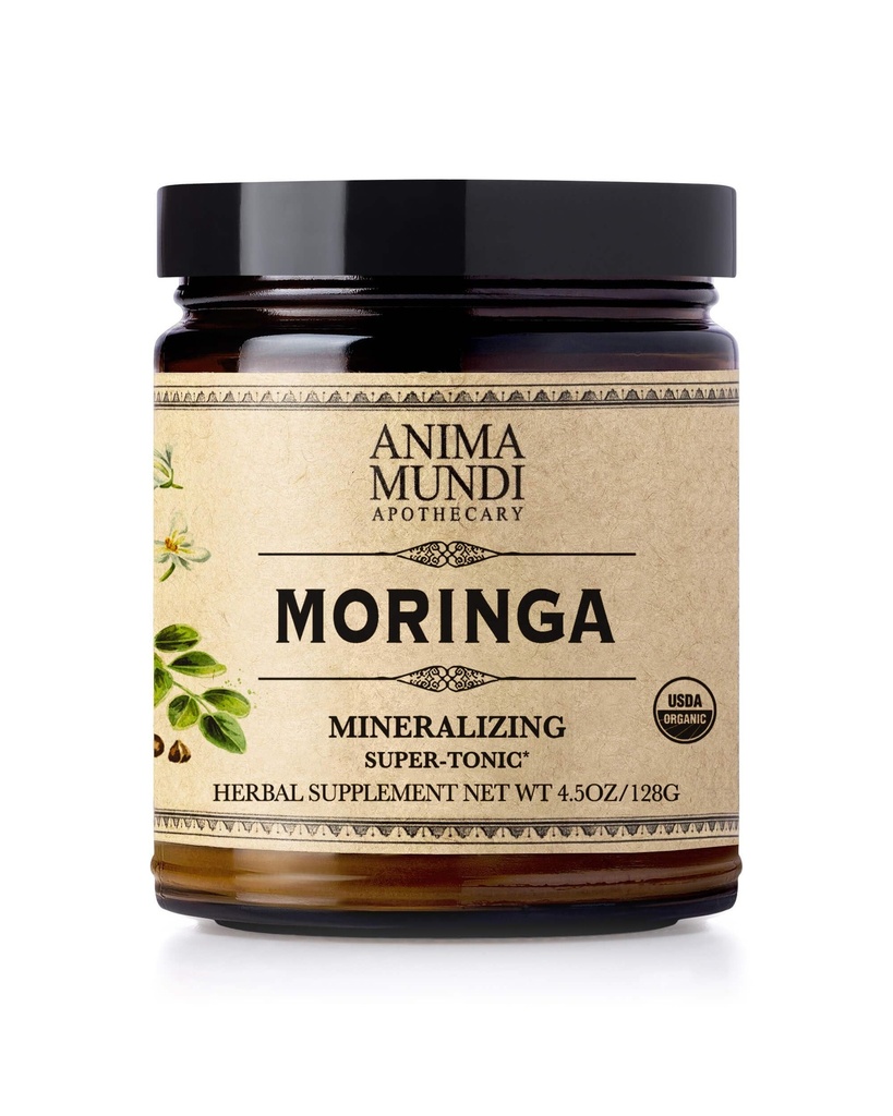 Anima Mundi Apothecary Moringa 잎 분말 - 순수한 유기 열대 우림 Superfood - 에너지 지원 보충교재, 자연적인 & 비 GMO 녹색 분말 (6oz/170g)
