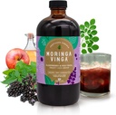 VINGA Organic Elderberry & Holy Basil Moringa Infusion – Apple Cider Vinegar, Ginger, Hibiscus, Honey와 매일 초본 토닉 | 면역력 향상 | Non-GMO, 16 oz