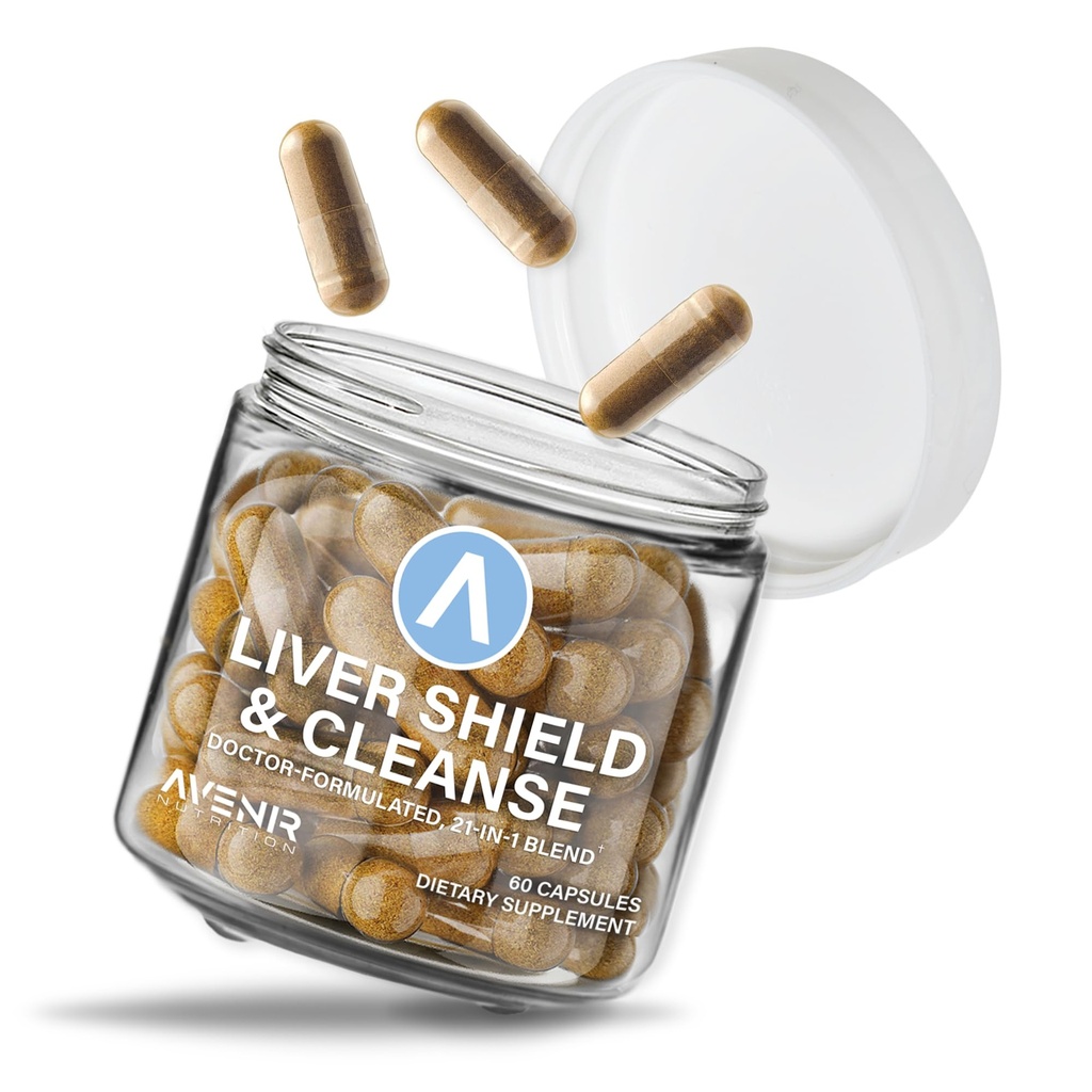 Avenir Nutrition Liver Shield & Cleanse | 초본 Liver Cleanse Detox & Repair Supplement | 우유 이틀 및 Artichoke Extract 보조제 | 지방 간 및 건강 지원 | 남성과 여성용 60 캡슐