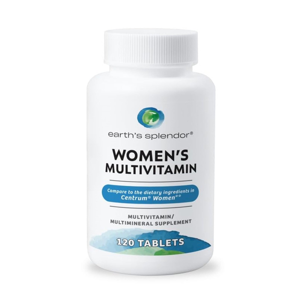 지구의 Splendor Women's Multivitamin, 전반적인 웰빙 지원, 다국적 보충교재, 도움 지원 대사, 비타민 B12, 비타민 A, C, D, E, K, B6, Biotin (120 면역 지원 정제)