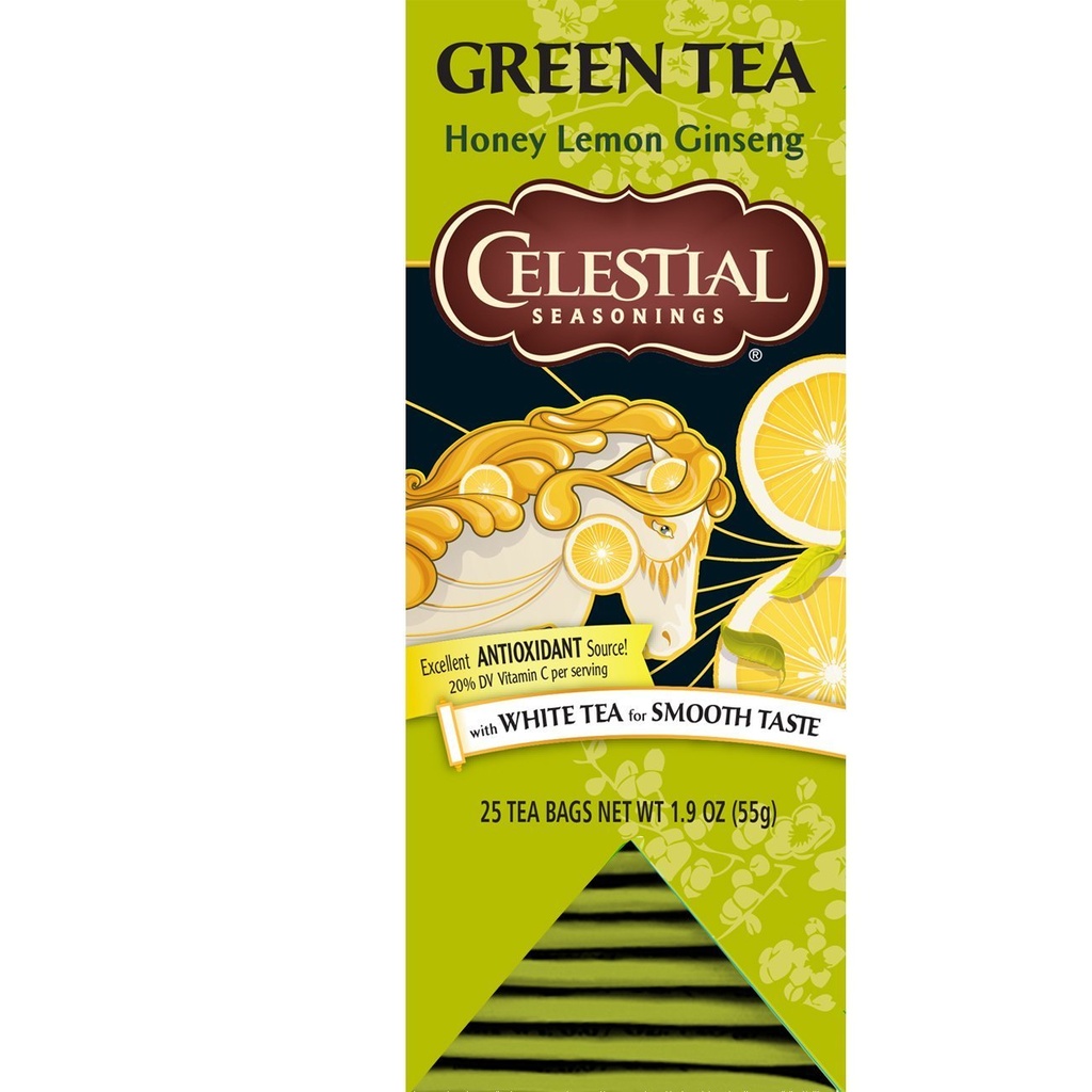 Celestial Seasonings 녹차, 꿀 레몬 인삼, 25 개 (포장 6)