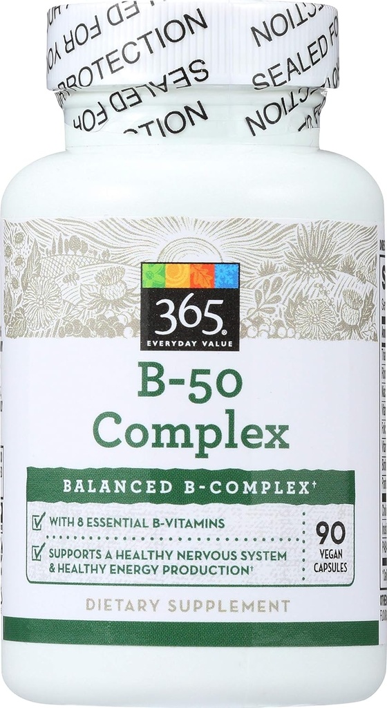 전체 식품 시장의 경우 365, B - 50 Complex, 90 ct, 포장 할 수있다 Vary