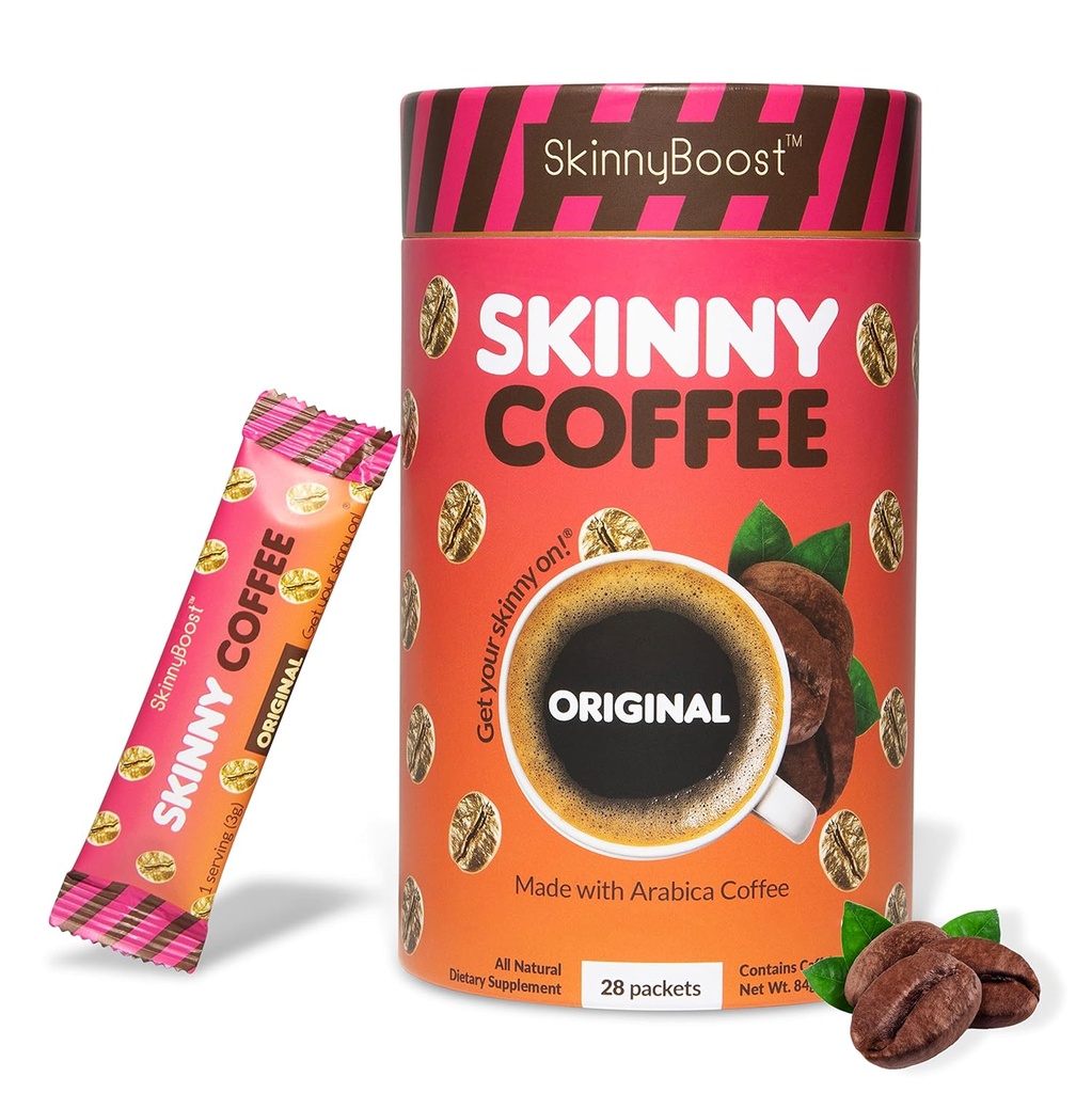 마른 Boost 인스턴트 마른 커피 스틱 (Unflavored) - 아랍어 커피 콩, Garcinia Cambogia, 녹차 추출물, B 비타민, 섬유 및 Prebiotics로 만든 -Sugar Free-Keto Friendly (28 Packets)