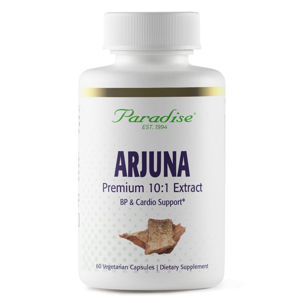 파라다이스 허브 Arjuna, 심혈관 지원, 혈압 유지, 심장 건강, 항산화 보충교재, 비 GMO, 글루텐 무료, 60 채식 캡슐
