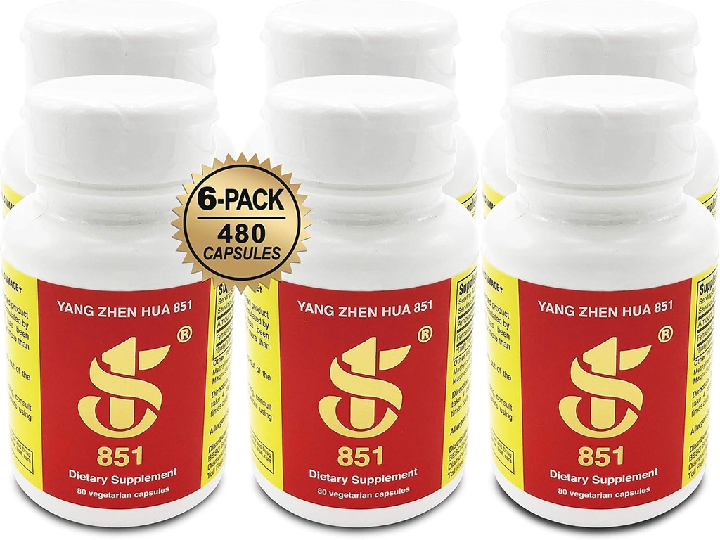 YANG Zhen Hua 851, 100 % All-Natural USDA Organic Fermented Soy, Gluten-Free, Dairy-Free, BCAA, BCFA, 미네랄, 단백질 (480 캡슐) - 6 병으로 만든 건강한 Naturally® 유지