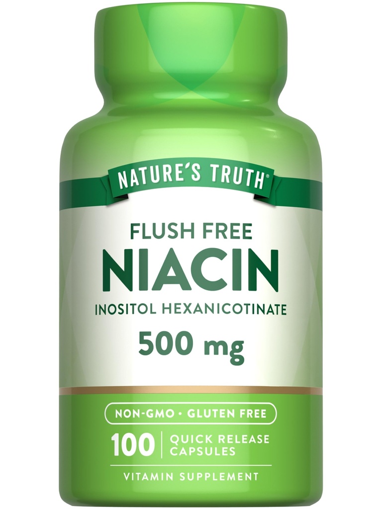 자연의 진실 플러시 무료 니콘 | 500mg | 100 캡슐 | 비 GMO & 글루텐 무료 보충