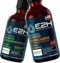 E2H: 액체 클로로필과 액체 심황 Curcumin | Vegan, Non-GMO - 2 Fl Oz 각 (4 Fl Oz 합계) - 번들