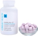 건강 IMMUNI-D 비타민 D 우수한 면역 지원 Chewable 정제 체리 맛 – 아연 – Elderberry 과일 - 식 지원 - 90 개 (1 팩)